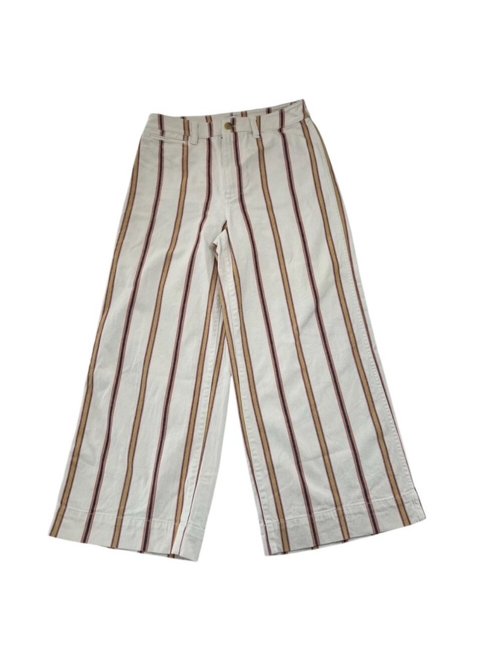 Madewell Emmett Wide Leg Crop Pants in Antique Coral Stripe Size 26